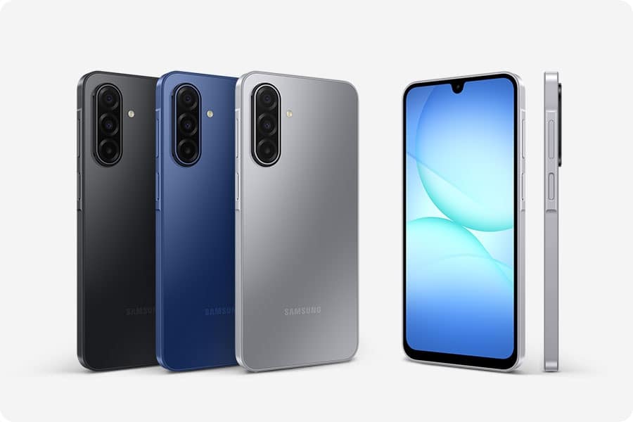 Samsung Galaxy A17 5G nelle colorazioni Black Blue e Gray